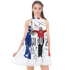 Marine Le Pen Halter Neckline Chiffon Dress  by Valentinaart