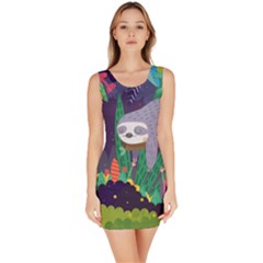 Sloth In Nature Sleeveless Bodycon Dress by Mjdaluz