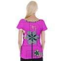 Flowers and squares              Women s Cap Sleeve Top View2