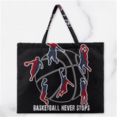 Basketball Never Stops Zipper Large Tote Bag by Valentinaart