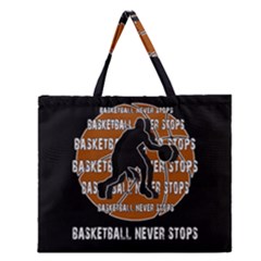 Basketball Never Stops Zipper Large Tote Bag by Valentinaart