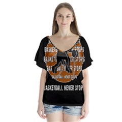 Basketball Never Stops Flutter Sleeve Top by Valentinaart