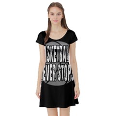 Basketball Never Stops Short Sleeve Skater Dress by Valentinaart