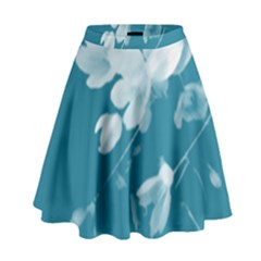 Autumn Crocus Blue High Waist Skirt by DeneWestUK