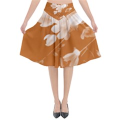 Autumn Crocus Orange Flared Midi Skirt by DeneWestUK