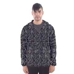 Linear Abstract Black And White Hooded Wind Breaker (men) by dflcprintsclothing