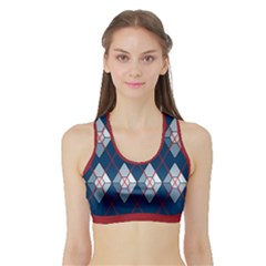 Diamonds And Lasers Argyle  Sports Bra With Border by emilyzragz