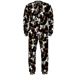 Dark Chinoiserie Floral Collage Pattern Onepiece Jumpsuit (men)  by dflcprintsclothing