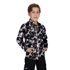 Dark Chinoiserie Floral Collage Pattern Wind Breaker (kids) by dflcprintsclothing