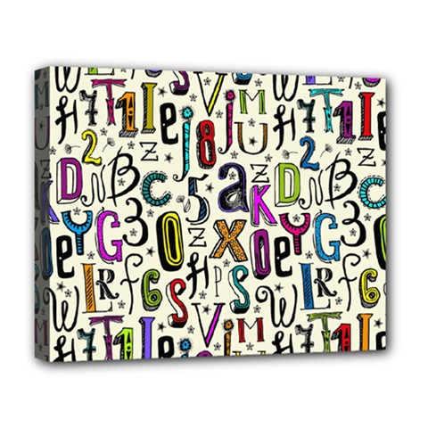 Colorful Retro Style Letters Numbers Stars Deluxe Canvas 20  X 16   by EDDArt