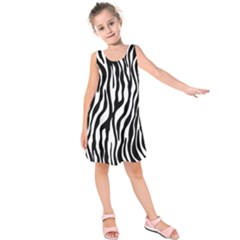 Zebra Stripes Pattern Traditional Colors Black White Kids  Sleeveless Dress by EDDArt