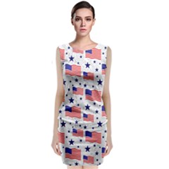 Flag Of The Usa Pattern Classic Sleeveless Midi Dress by EDDArt