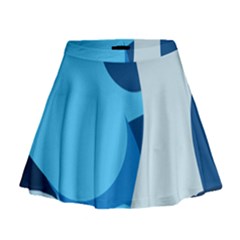 Blue Polka Mini Flare Skirt by Mariart