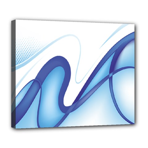 Glittering Abstract Lines Blue Wave Chefron Deluxe Canvas 24  X 20   by Mariart