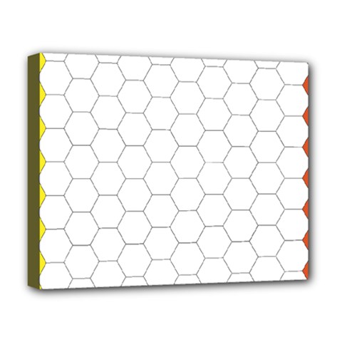 Hex Grid Plaid Green Yellow Blue Orange White Deluxe Canvas 20  X 16   by Mariart