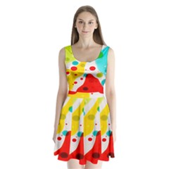 Polkadot Color Rainbow Red Blue Yellow Green Split Back Mini Dress  by Mariart