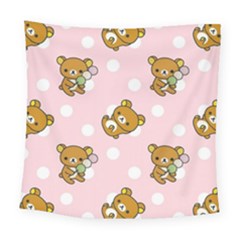 Kawaii Bear Pattern Square Tapestry (large) by Nexatart