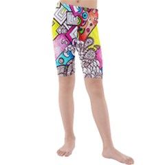 Beautiful Colorful Doodle Kids  Mid Length Swim Shorts by Nexatart