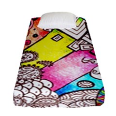 Beautiful Colorful Doodle Fitted Sheet (single Size) by Nexatart