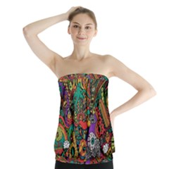 Monsters Colorful Doodle Strapless Top by Nexatart