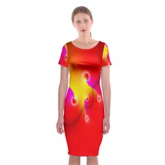 Complex Orange Red Pink Hole Yellow Classic Short Sleeve Midi Dress by Mariart