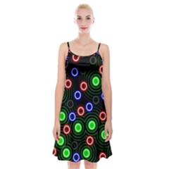 Neons Couleurs Circle Light Green Red Line Spaghetti Strap Velvet Dress by Mariart