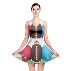 Helmet Ball Football America Sport Red Brown Blue Green Reversible Skater Dress by Mariart