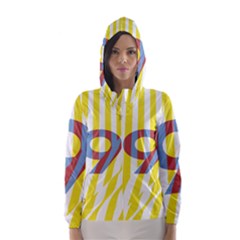 Number 9 Line Vertical Yellow Red Blue White Wae Chevron Hooded Wind Breaker (women) by Mariart