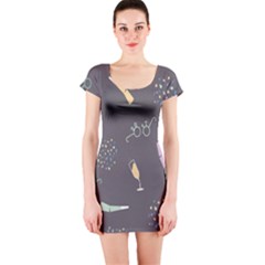 Bottle Party Glasses Short Sleeve Bodycon Dress by Mariart