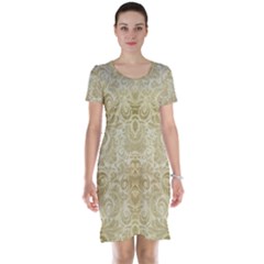 Gold Romantic Flower Pattern Short Sleeve Nightdress by Ivana