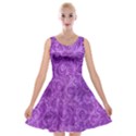 Purple Romantic Flower Pattern Denim Velvet Skater Dress View1