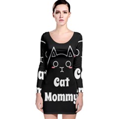 Love My Cat Mommy Long Sleeve Velvet Bodycon Dress by Catifornia