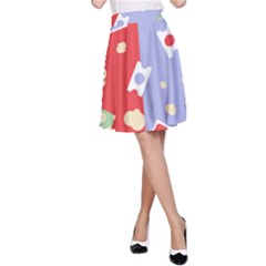 Glasses Red Blue Green Cloud Line Cart A-line Skirt by Mariart