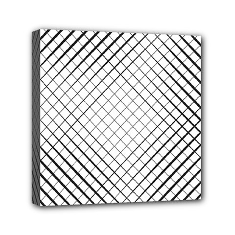 Simple Pattern Waves Plaid Black White Mini Canvas 6  X 6  by Mariart