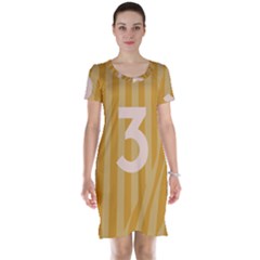 Number 3 Line Vertical Yellow Pink Orange Wave Chevron Short Sleeve Nightdress by Mariart