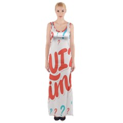 Question Mark Quiz Time Maxi Thigh Split Dress by Mariart