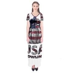 Usa Bowling  Short Sleeve Maxi Dress by Valentinaart