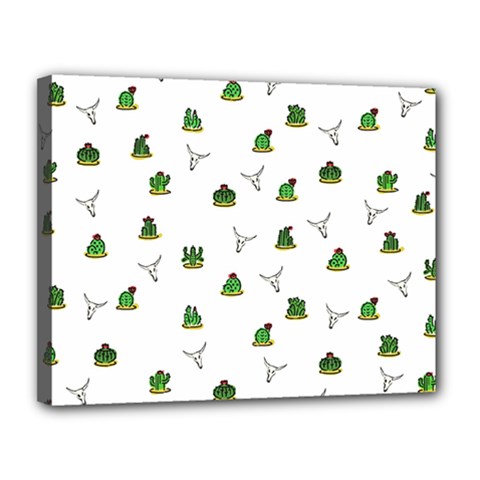 Cactus Pattern Canvas 14  X 11  by Valentinaart