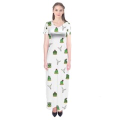 Cactus Pattern Short Sleeve Maxi Dress by Valentinaart