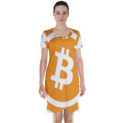 Bitcoin Cryptocurrency Currency Short Sleeve Nightdress by Nexatart