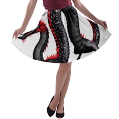 Dragon Black Red China Asian 3d A-line Skater Skirt by Nexatart