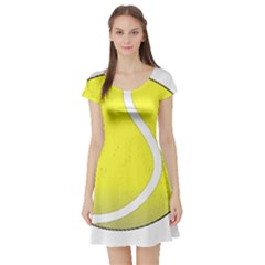 Tennis Ball Ball Sport Fitness Short Sleeve Skater Dress by Nexatart