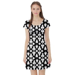 Dark Horse Playing Card Black White Short Sleeve Skater Dress by Mariart