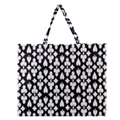 Dark Horse Playing Card Black White Zipper Large Tote Bag by Mariart