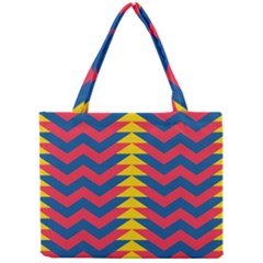 Lllustration Geometric Red Blue Yellow Chevron Wave Line Mini Tote Bag by Mariart