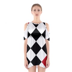 Survace Floor Plaid Bleck Red White Shoulder Cutout One Piece by Mariart