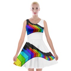 Rainbow Piano  Velvet Skater Dress by Valentinaart