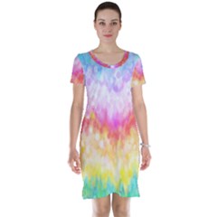 Rainbow Pontilism Background Short Sleeve Nightdress by Nexatart