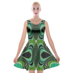 Fractal Art Green Pattern Design Velvet Skater Dress by Nexatart