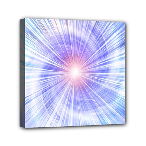 Creation Light Blue White Neon Sun Mini Canvas 6  X 6  by Mariart